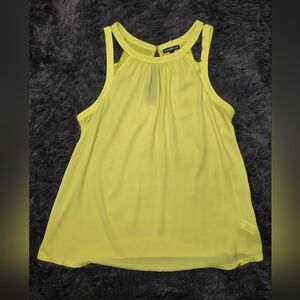 Express Bright Yellow Pleated Neck Tank Blouse. Size L. EUC